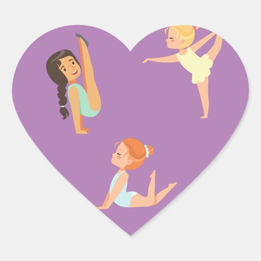 GYMNASTICS autocollants de coeur de fille. (Devant)