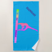 GYMNASTICS-badhanddoek. Persoonlijke naam. Strandlaken (Voorkant)