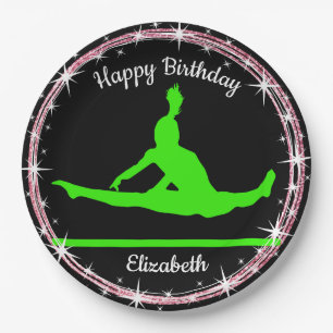 Gymnastics Bars Birthday in Lime Green en Black Papieren Bordje
