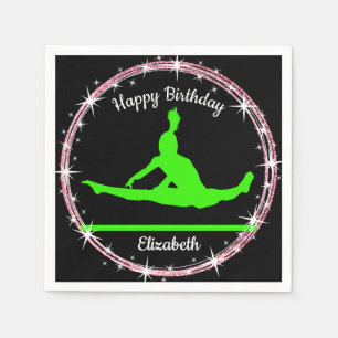 Gymnastics Bars Birthday in Lime Green en Black Servet