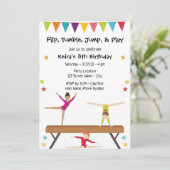 Gymnastics Birthday Invitation Kaart (Staand voorkant)