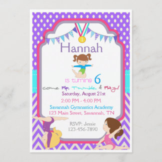 Gymnastics Birthday Invitation Kaart