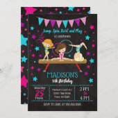 Gymnastics Birthday Invitation Kaart (Voorkant / Achterkant)
