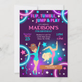 Gymnastics Birthday Invitation Neon Glow Party (Devant)