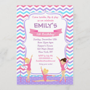 Gymnastics Birthday Invitations Kaart