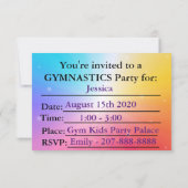 Gymnastics Birthday Party Invitation (Achterkant)