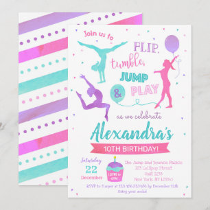 Gymnastics Birthday Party Invitation for Girl Kaart