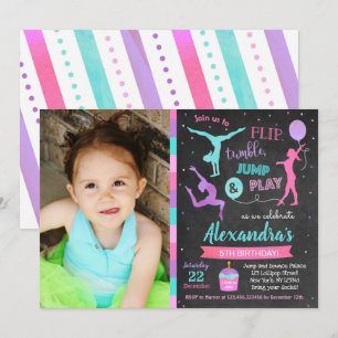Gymnastics Birthday Party Invitation for Girl Kaart