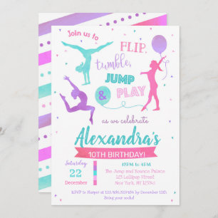 Gymnastics Birthday Party Invitation for Girl Kaart