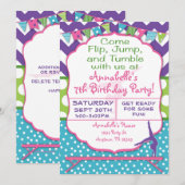 Gymnastics Birthday Party Invitation Kaart (Voorkant / Achterkant)