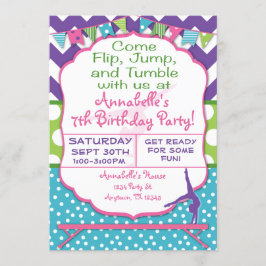 Gymnastics Birthday Party Invitation Kaart