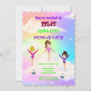 GYMNASTICS Birthday Party Invitation Kaart