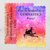 Gymnastics Birthday Party Invitation Kaart (Voorkant / Achterkant)