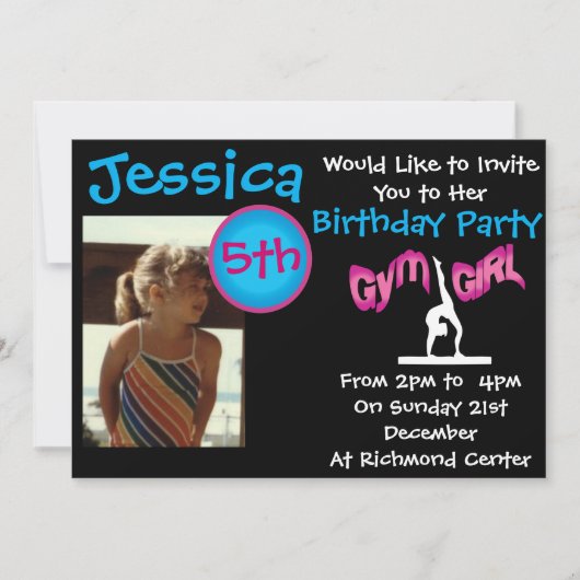 Gymnastics Birthday Party Invitations Kaart (Voorkant)