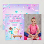 Gymnastics Birthday Photo Invitation  (Devant / Derrière)