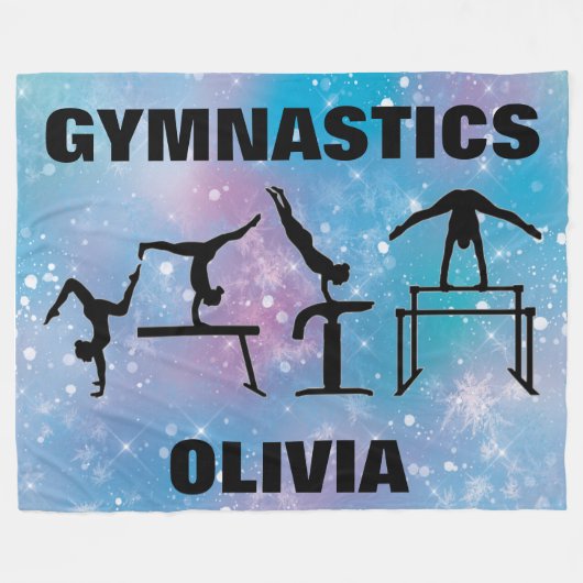 Gymnastics Blue Glam Fleece Deken (Voorkant (Horizontaal))