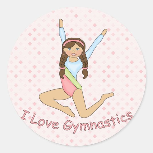 Gymnastics Brunette Ronde Sticker (Voorkant)