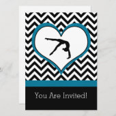 Gymnastics Chevron Heart Personal Party Invitation Kaart (Voorkant / Achterkant)