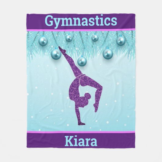 Gymnastics Christmas Purple Aqua Personalized Fleece Deken (Voorkant)