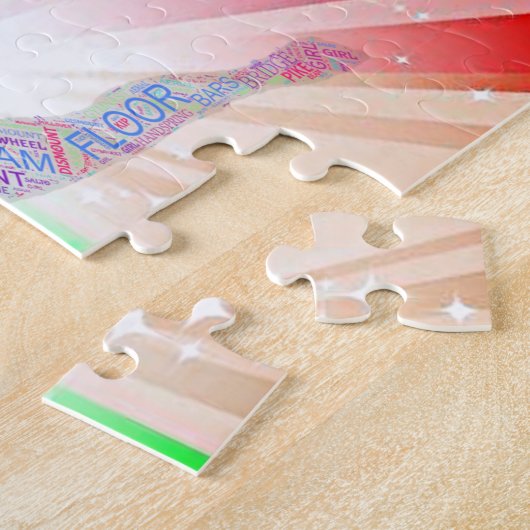 " GYMNASTICS" éclaire le puzzle avec gymnaste. (Côté)