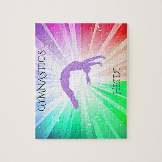 "GYMNASTICS" éclaire le puzzle avec la gymnaste. (Vertical)