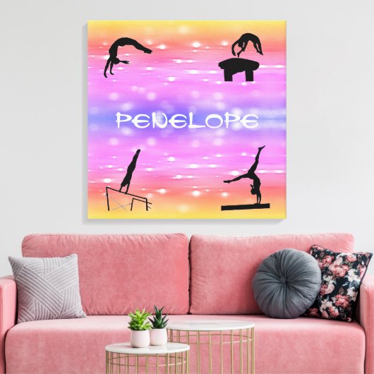 Gymnastics Events Stretched Canvas Print met naam (Insitu (Woonkamer))