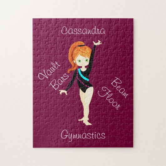 Gymnastics Ginger Hair, Green Eyes, Black Leo Legpuzzel (Verticaal)