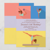 Gymnastics Girl Invitation Kaart (Voorkant / Achterkant)