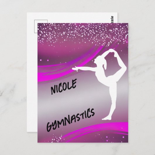 Gymnastics Girl Personalized Briefkaart (Voorkant / Achterkant)