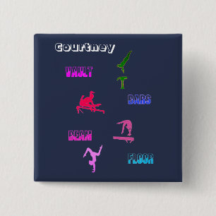 Gymnastics Girls Evls Button met haar naam