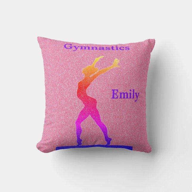 Gymnastics Girls Pink Glitter Kussen (Voorkant)