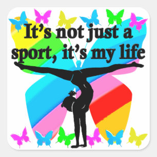 GYMNASTICS IS MIJN REINBOW-ONTWERP VIERKANTE STICKER