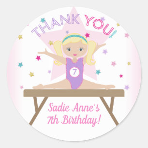 Gymnastics Jump Birthday Party Blonde Hartelijk da Ronde Sticker