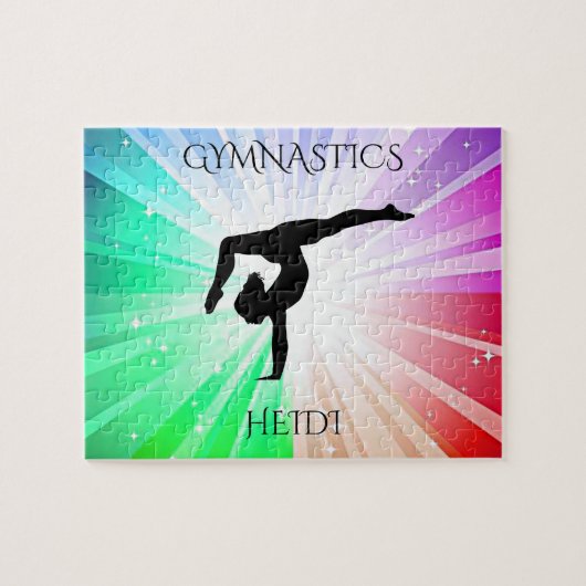 "GYMNASTICS" licht puzzels met gymnast. (Horizontaal)
