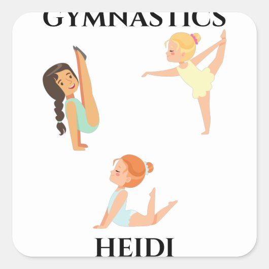 GYMNASTICS meisje's gepersonaliseerde stickers. Vierkante Sticker (Voorkant)