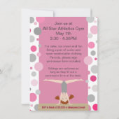 Gymnastics Party Invitation Pink and Grey Kaart (Achterkant)