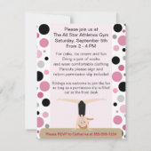 Gymnastics Party Invitation Pink, Grey & Black Kaart (Achterkant)