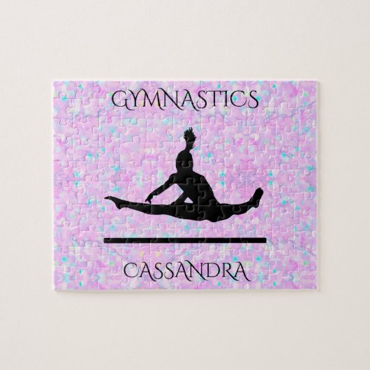 GYMNASTICS pastelpuzzel met gepersonaliseerde naam Legpuzzel (Horizontaal)
