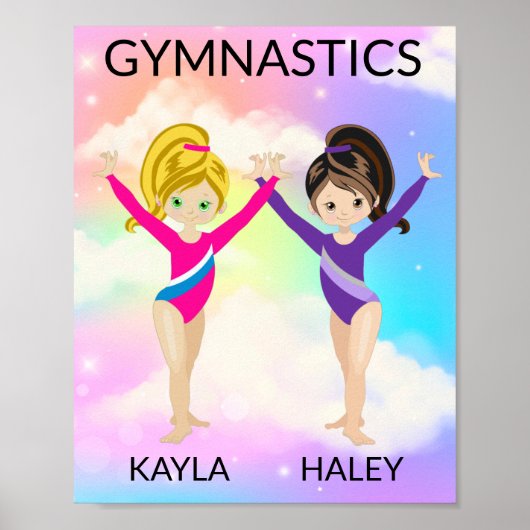GYMNASTICS RAINBOW PERSONALISEERD POSTER (Voorkant)
