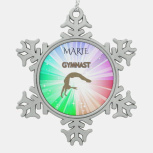 GYMNASTICS SNOWFLAKE TREE ORNAMENT. TIN SNEEUWVLOK ORNAMENT