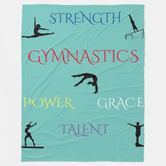 GYMNASTICS turquoise couverture en gros toison. (Devant)