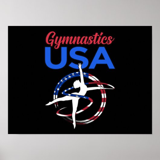 Gymnastics USA Flag Gymnast Gymnastic Sports Lover Poster (Voorkant)