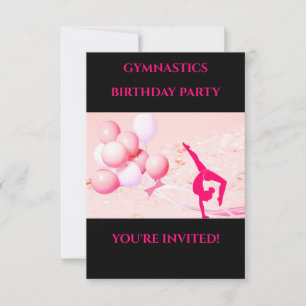 "GYMNASTICS"-verjaardagsuitnodigingen voor meisjes