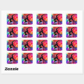 Gymnastiek Abstracte Bubble Dot Handstandaard Pose Vierkante Sticker (Vel)