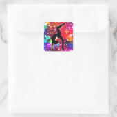 Gymnastiek Abstracte Bubble Dot Handstandaard Pose Vierkante Sticker (Tas)