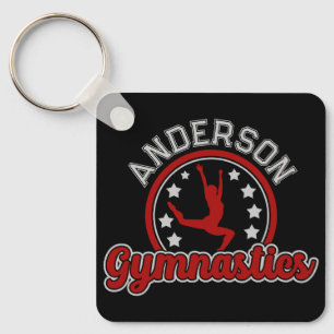 Gymnastiek ADD NAAM Gymnast Vault Floor Athlete Sleutelhanger