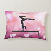 Gymnastiek Balans Beam Roze Harten Accent Kussen (Achterkant)