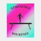 Gymnastiek Balans Munt en Fuchsia Fleece Deken (Voorkant)