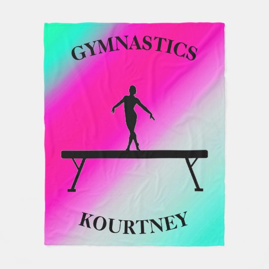 Gymnastiek Balans Munt en Fuchsia Fleece Deken (Voorkant)
