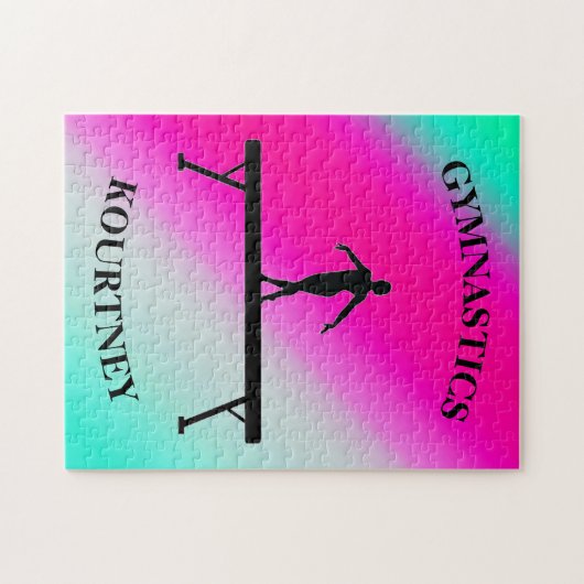 Gymnastiek Balans Munt en Fuchsia Legpuzzel (Horizontaal)